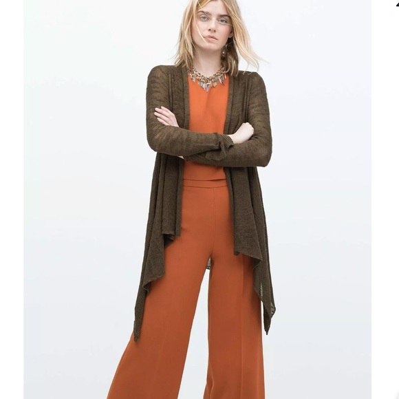 NWT ZARA KNITTED WRAP DRAPE WATERFALL CARDIGAN - Picture 2 of 8